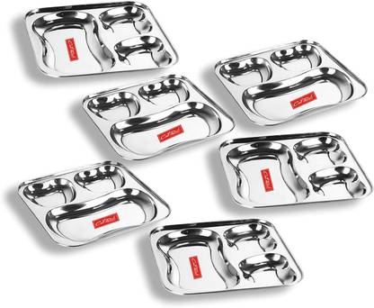 Cuttales Stainless Steel Apple Shape 3 in 1 Compartment Dinner Plate