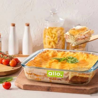 Allo Borosilicate Oval Glass Baking Dish, Bake Tray, Oven Safe, 1000 ml Baking Dish