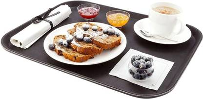 SMILERY Cafe Cafeteria Fast Food Serving Tray, Black (14" x 18") pack of 1 Tray
