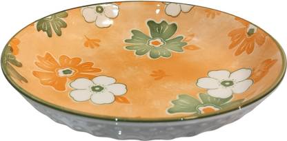 Lemon Tree Ceramic Round Deep Salad/Pasta/Snack Serving Plate, Platters for Serving Snacks Tray