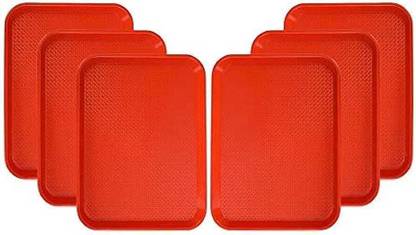 PKMSHO Plastic Serving Trays Set Rectangular Platter/ Large Tray Kitchen Red Tray