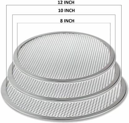 UK Baker Pizza Mesh Tray (8,10 & 12 inch) Baking Tray for Oven (Pack of 3 Microwave Safe) Pizza Tray