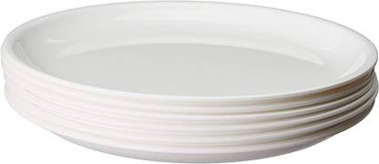 WAVECRAFT DESIGNS Unbreakable Snacks Plate Breakfast Plates For Home and Restaurant (20'cm) White Half Plate