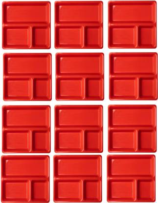 Everbuy Premium Quality Dishwasher Safe Unbreakable Lightweight Stackable Food-Grade Virgin Plastic Plate Sectioned Plate