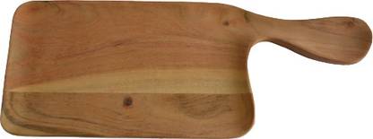 The Jaipur Luxuriance by HH PREMIUM HANDMADE WOODEN SERVING PLATTER WITH HANDLE | NATURAL FINISH | 15 INCHES Half Plate