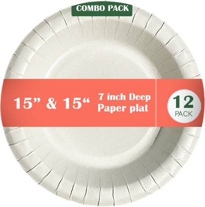Vantara Round Deep Plate 7 inch Paper plate ( 15 cm) Dinner Plate Dinner Plate