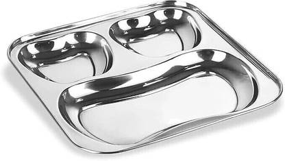GATISTAVAM 3 in 1 Pav Bhaji & Snack Plate with 3 Compartments – Durable Design Dinner Plate