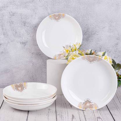 Deco Pride Dessert & Snacks 6" Plates Elegant 55G Designs 100% Bone Ash Free Ceramic Snack Half Plate