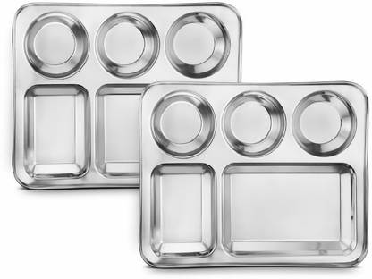 Classic Essentials Stainless Steel 5 in 1 Compartments Bhojan Thali Dinner Plate