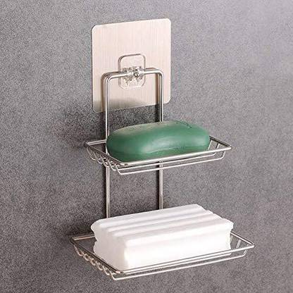 DIYAL ENTERPRISE Wall Mounted Double Layer soap Dish Holder Stainless Steel Wall Hanging Soap