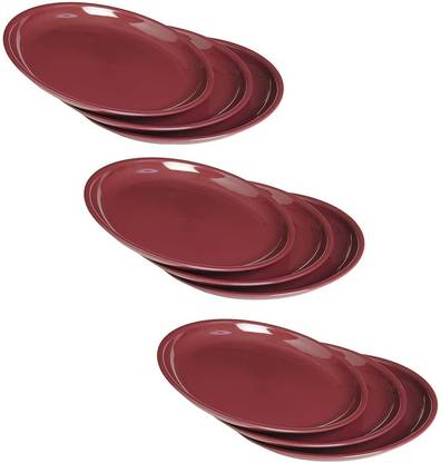 Kanha Microwave Safe Plates For Lunch/Dinner Parties and Daily Use (Maroon) 27 cm Dinner Plate