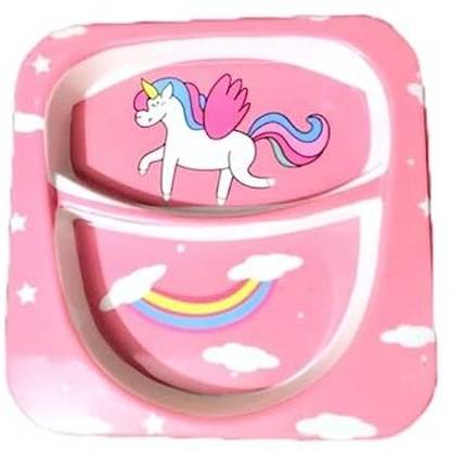 AL Asian Lily Food Serving Plate with Partition (Unicorn) Dinner Plate