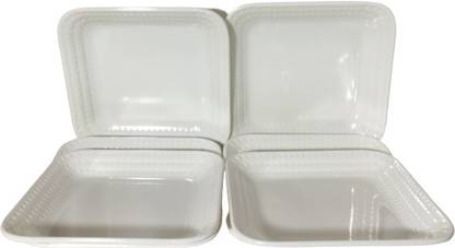 LPINE Stackable Snack Platter for Serving Pakoda, Poha, Rice, Samosa White Quarter Plate