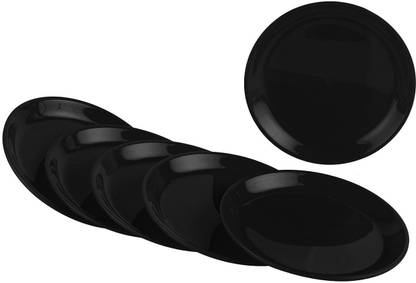 Kanha Small Round 6 Pieces Unbreakable Plastic Microwave Safe Snacks Plates (20 cm) Half Plate