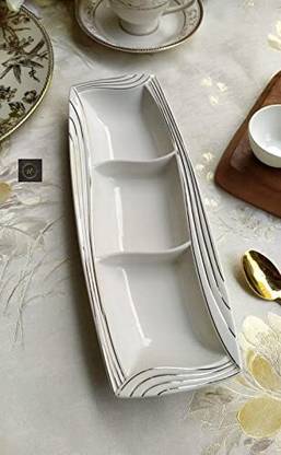 LORD'S CREATION Serving Platter For Chips Dry Fruits Can be Used to Serve Biscuits Namkeens Sectioned Plate