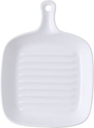 Nestasia Ceramic Tray with Handle for Baking (White) Baking Dish