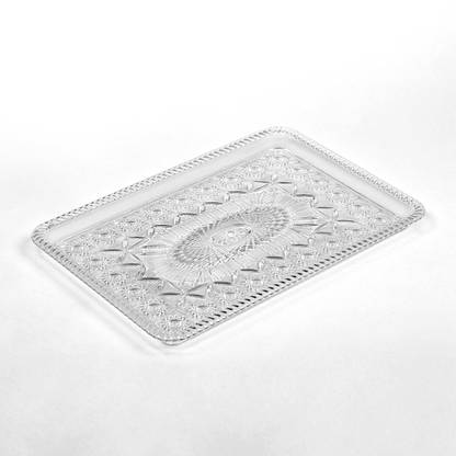 PLASTACAST Multipurpose Plates Trays Dishes Transparent Poly Resin Rectangular Serving Tray