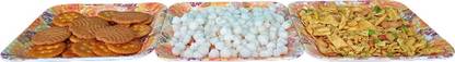 BELLLA Melamine Snacks Plates for Serving Namkeen Biscuit Unbreakable design Chip & Dip Tray