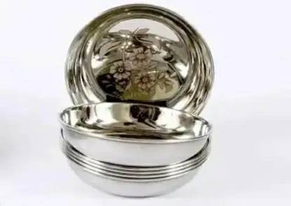 vasundhra Stainless steel halwa plate 6 Half Plate