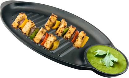 DLM Melamine Black Serving Dip Starter Sizzler Platter Plates Tray Dinner Food 33 CM Sizzler Tray