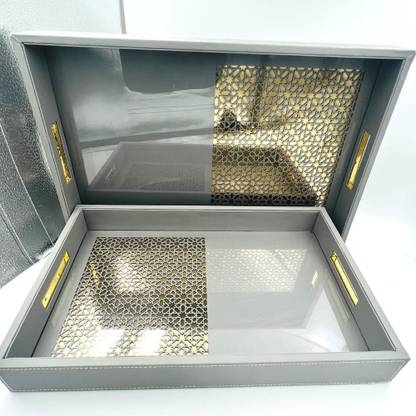Veraa Lazer Cut full Leatherit set of 2 Tray