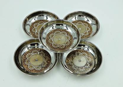 SHLINCO Stainless Steel Small Plates Halwa Dessert- Diameter 12.5 cm ( Set of 5 Pcs) Quarter Plate