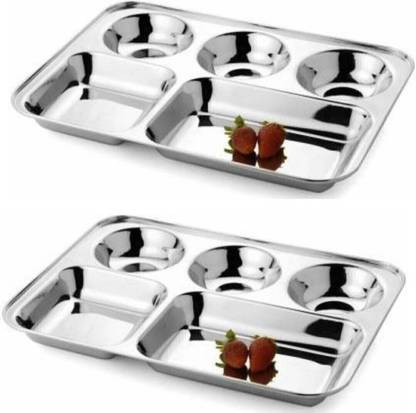 Cuttales BHOJAN THALI SET OF 2 PIECES 5 COMPARTMENTS EACH Dinner Plate