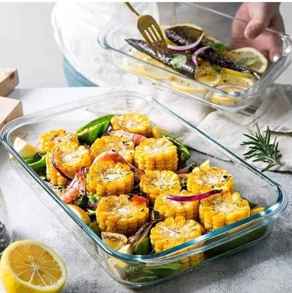 PKMSHO Borosilicate Glass Rectangle Microwave Baking Dish, Oven Safe, 1000 ml, Baking Dish