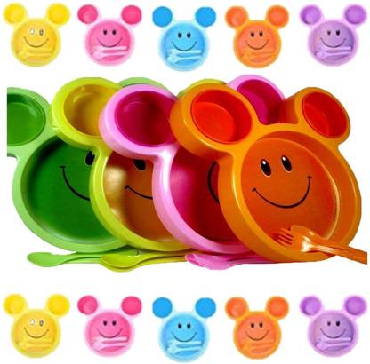 ShubhKraft Unbreakable Children's Mickey Shaped Serving Food Plate, Mickey Mouse Bowl, Fruit Plate, Baby Cartoon Pie Plate, Children Tableware, Birthday Return Gifts for Girls / Boys - Pack of 15 Dinner Plate