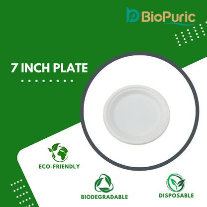 BIOPURIC Biodegradable Round Bagasse 7 Inch Tray