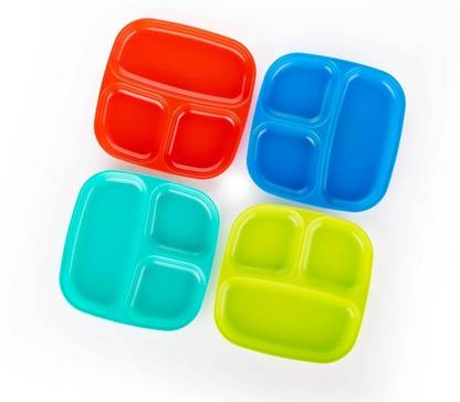 SPHUB Kids Snakes Square Colorful Set of Dinner,Pav bhaji Plate Plates for Families Dinner Plate