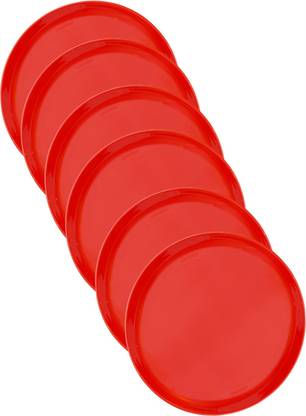 GOWRI Plastic Buffet Plates | RED | Each 12 Inch | Ideal for Daily Use| Dinner Plate