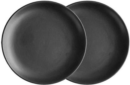 Claymistry Ceramic Dinner & Snacks Black Serving Plate | 18cm * 18cm * 2cm | Quarter Plate