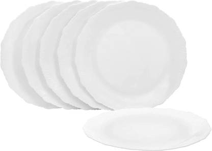 Cutting EDGE Designer Plates (White) Set of 6 (Plastic) Dinner Plates for Families | Daily Use | Parties | Unbreakable | Kid Friendly | Microwave Safe | Dishwasher Safe | (Fancy) Dinner Plate