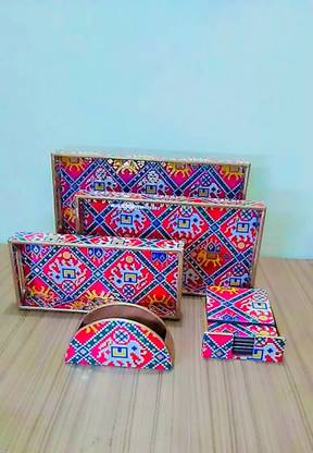 DNP Wooden Trays (Set of 3)with Napkin Holder and Coaster Set Tray