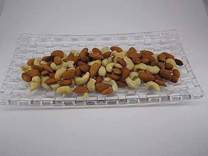 TINSUHG Glass Dry Fruits Tray For Serving Snacks, Sweets, Cake. Rectangle Shape Plate Tray