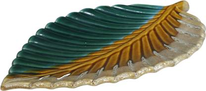 TLCAART Deep Green Leaf Platter Tray