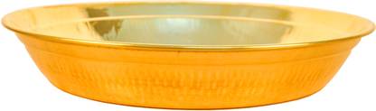 Shivshakti Arts Brass Parat Platter Hammered Finish Round Shaped Diameter-38 cm Paraat