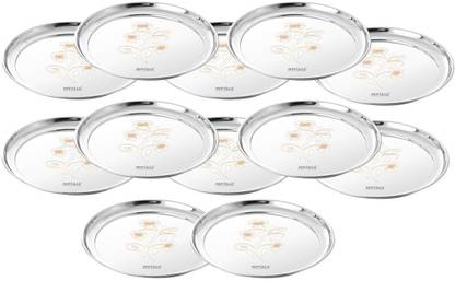 Mintage Rajbhog Quarter Plates/ Snacks Plate High Laser Gloss Mirror Finish No.9 Quarter Plate