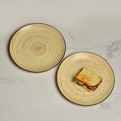 StyleMyWay Hand Glazed Earthy Swirl Ceramic Dinner Plates (10 inches, Brown) | Dinner Plate
