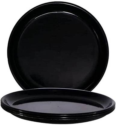 Kanha Black Plastic Plates,Daily Use, Best for Parties, Kid Friendly Diameter 28 cm Dinner Plate