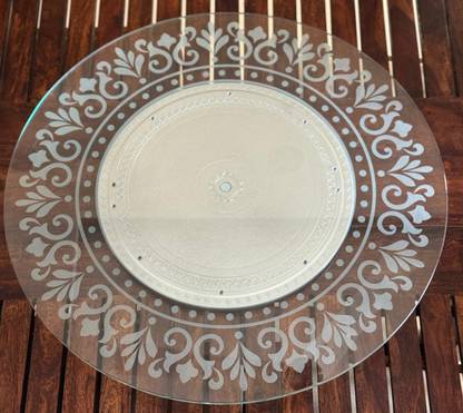 Easyroot Round Glass Lazy Susan Turntable for Dining Room Table -18 " Crown Tray