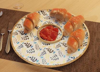 woodshoppe Momos Plate with Meena Chip & Dip Tray