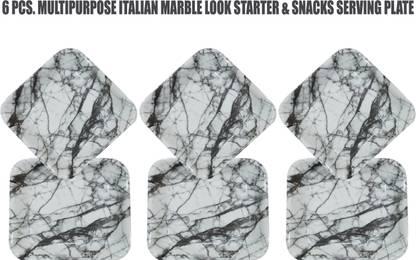 ZIDO Italian Marble Look Snacks/Starter Plate for serving all types of snacks 001 Quarter Plate