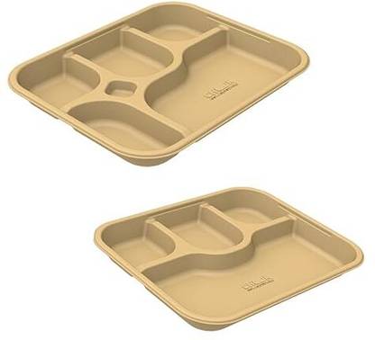 Eos Combo Disposable 5 Compartment Plates + 4 Compartment Plates Dinner Plate