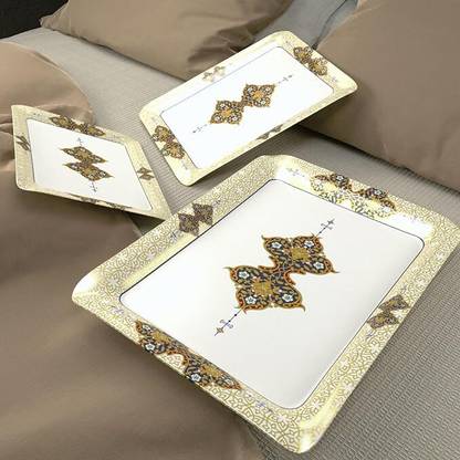 Castleite Valencia Beyla Melamine Serving Medley with Handles for Home or Cafe, Tray