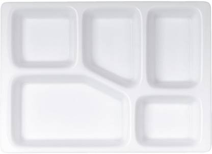 Neena Crockeries Acrylic PVC Free Unbreakable 5 Portion Plates Dinner Plate, Thali, Compartment Plate, Compartment Tray, Function Dinner Plate, Meal Tray Dinner Plate