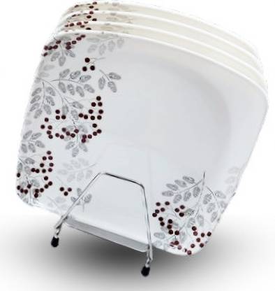 Perfectdine Unbreakable Melamine Dinner & Lunch Plate Square Shape Floral Printed 11" Full Dinner Plate