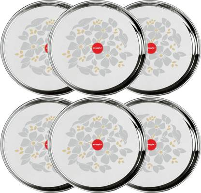 Snapple Stainless Steel Classic Designer Thali/Khumcha/Dinner Plate Heavy Guage 27cm Dinner Plate
