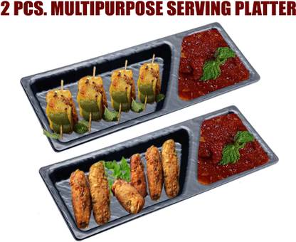 ZIDO 2 Pcs. Starter Platter for Snacks Like Momos, Spring Roll, Chili Potato etc Sizzler Tray